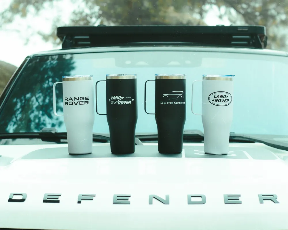 Land Rover Denali Water Bottle Matte White Black Screen Print by Anthem Branding 10