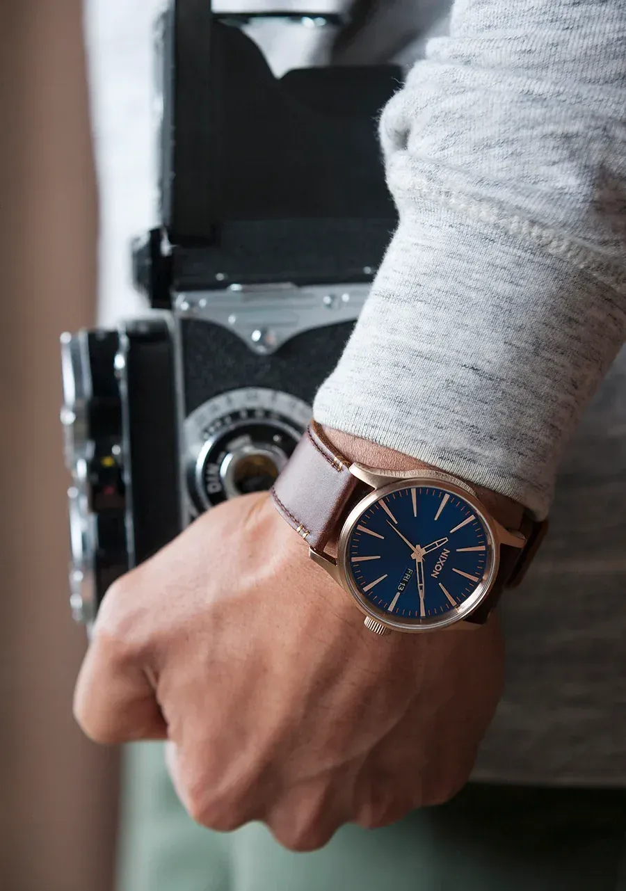 custom-sentry-leather-Nixon-watch-with-logo
